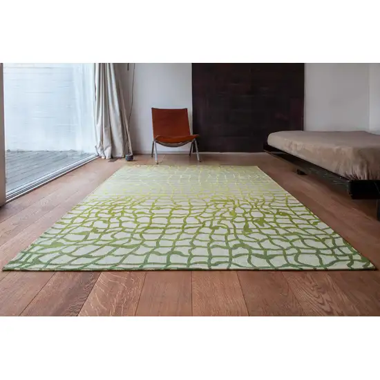 Gray and Green Abstract Non Skid Area Rug Photo 8