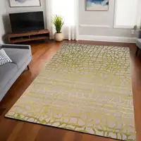 Photo of Gray and Green Abstract Non Skid Area Rug