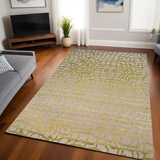 Gray and Green Abstract Non Skid Area Rug Photo 1