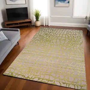 Photo of Gray and Green Abstract Non Skid Area Rug