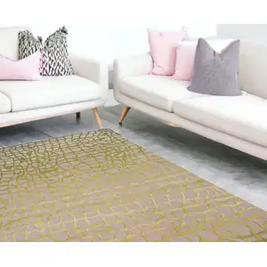 Photo of Gray and Green Abstract Non Skid Area Rug