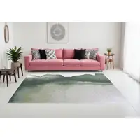 Photo of Gray and Green Abstract Non Skid Area Rug