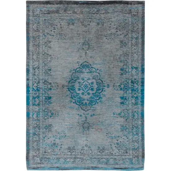 Gray and Green Medallion Non Skid Area Rug Photo 2