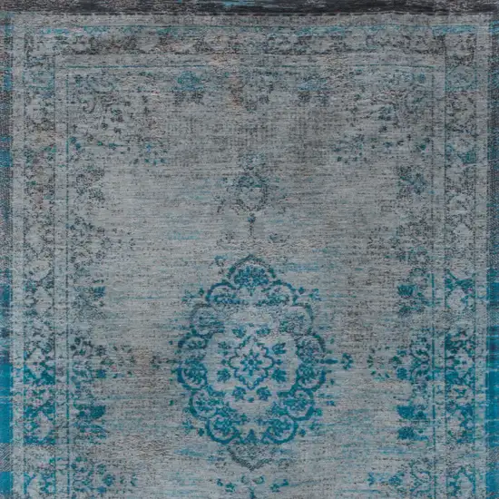 Gray and Green Medallion Non Skid Area Rug Photo 6