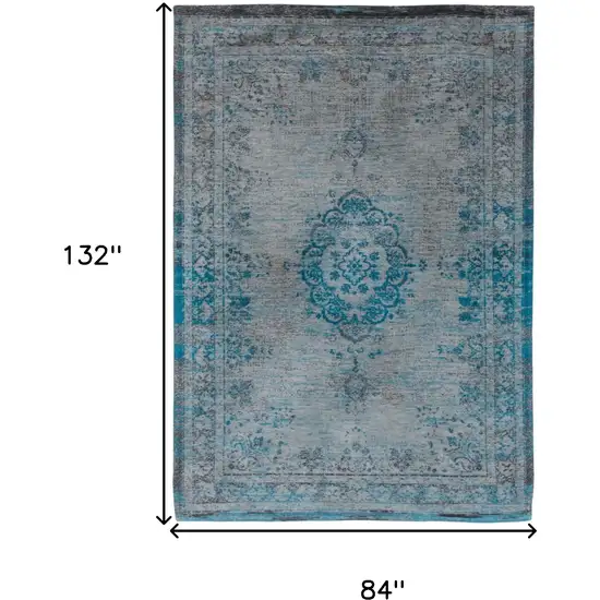 Gray and Green Medallion Non Skid Area Rug Photo 3