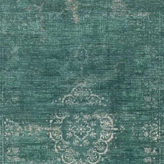 Gray and Green Medallion Non Skid Area Rug Photo 5