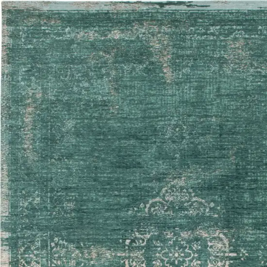 Gray and Green Medallion Non Skid Area Rug Photo 5