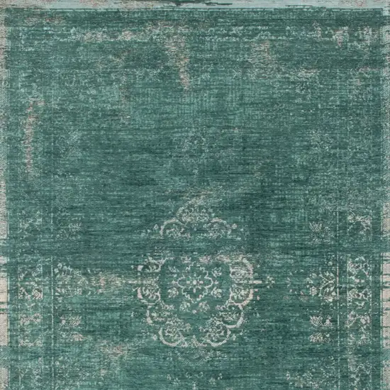 Gray and Green Medallion Non Skid Area Rug Photo 6