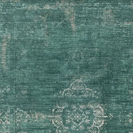 Gray and Green Medallion Non Skid Area Rug Photo 5