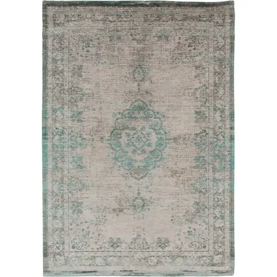 Gray and Green Medallion Non Skid Area Rug Photo 7