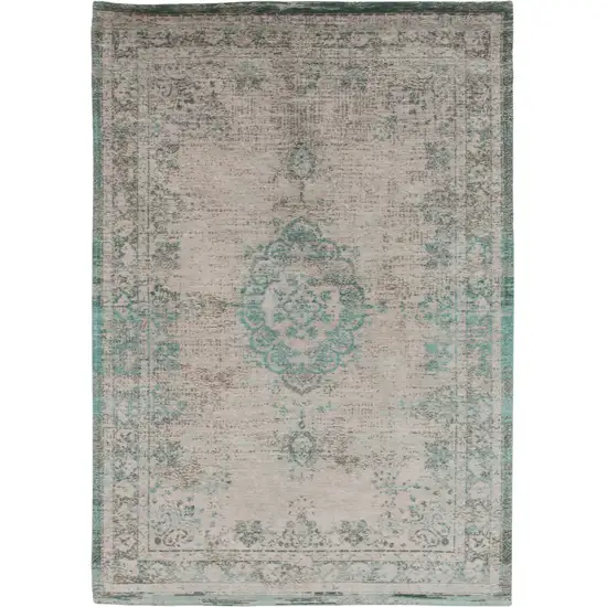 Gray and Green Medallion Non Skid Area Rug Photo 3