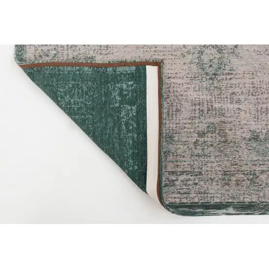 Gray and Green Medallion Non Skid Area Rug Photo 5