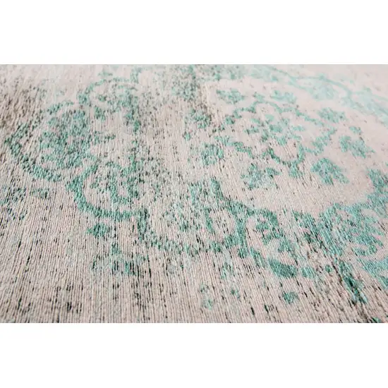 Gray and Green Medallion Non Skid Area Rug Photo 8