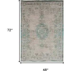 Photo of Gray and Green Medallion Non Skid Area Rug