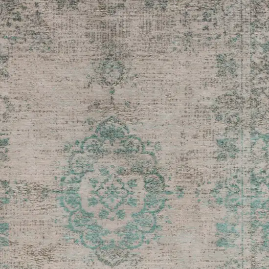 Gray and Green Medallion Non Skid Area Rug Photo 5