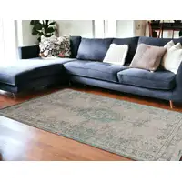 Photo of Gray and Green Medallion Non Skid Area Rug