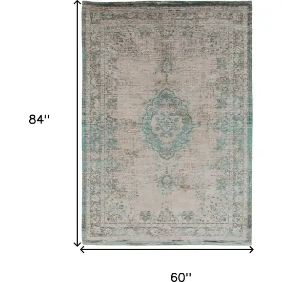 Gray and Green Medallion Non Skid Area Rug Photo 3