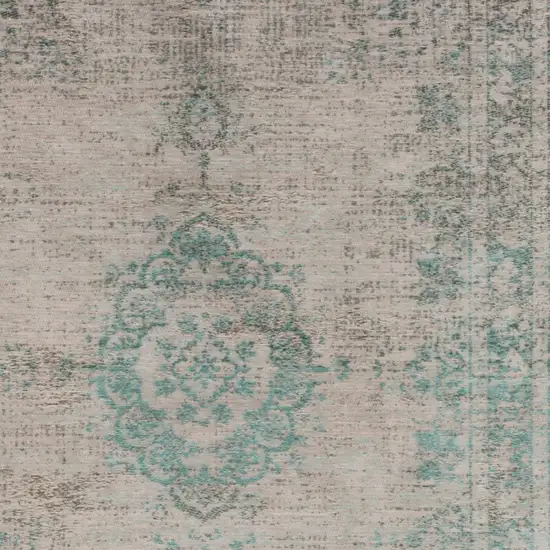 Gray and Green Medallion Non Skid Area Rug Photo 5