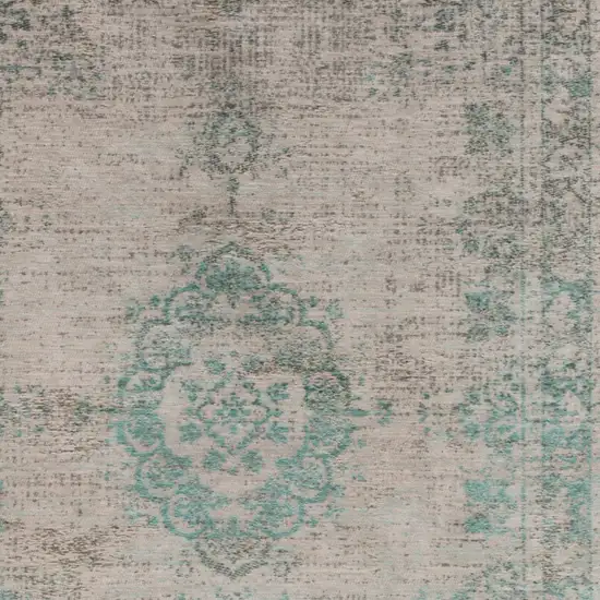 Gray and Green Medallion Non Skid Area Rug Photo 5