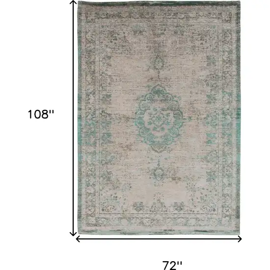 Gray and Green Medallion Non Skid Area Rug Photo 3