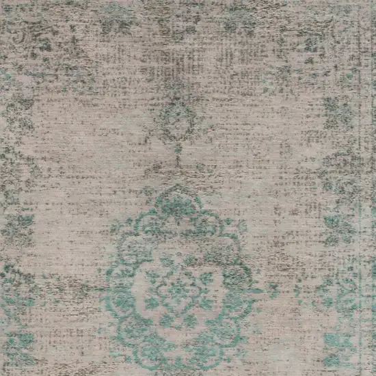 Gray and Green Medallion Non Skid Area Rug Photo 5