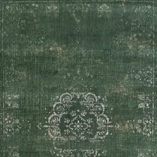 Gray and Green Medallion Non Skid Area Rug Photo 5