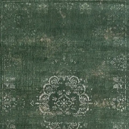 Gray and Green Medallion Non Skid Area Rug Photo 5