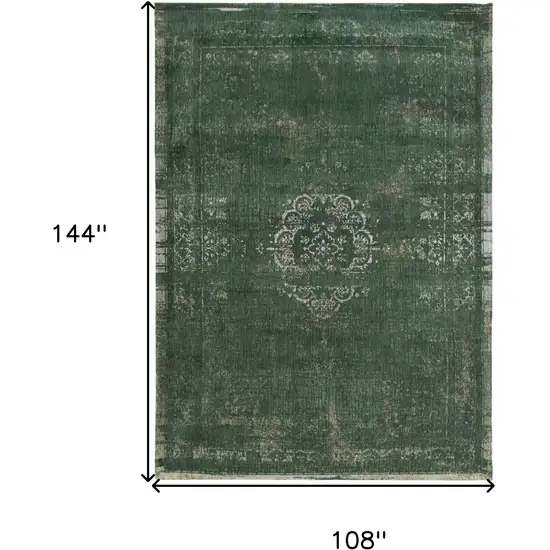 Gray and Green Medallion Non Skid Area Rug Photo 3