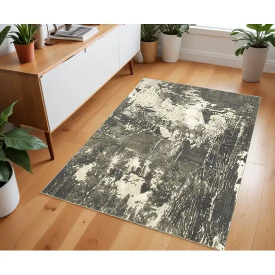 Gray And Ivory Abstract Area Rug Photo 1