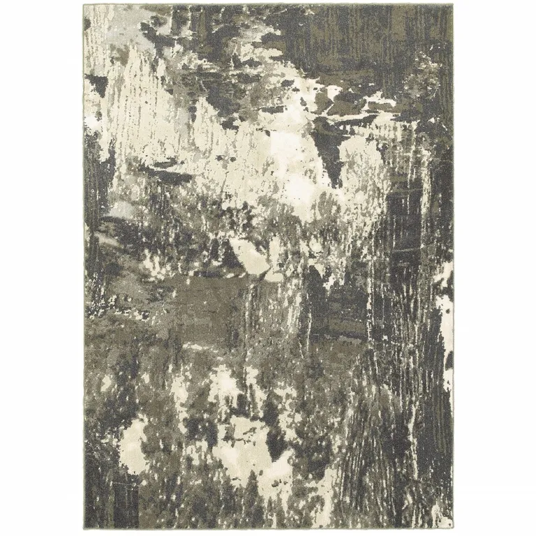 Gray and Ivory Abstract Area Rug Photo 1