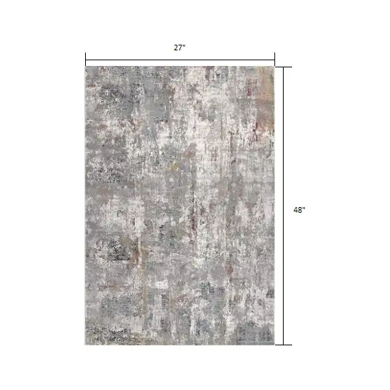 Gray and Ivory Abstract Area Rug Photo 1