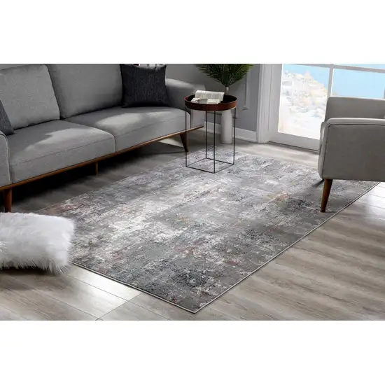 Gray and Ivory Abstract Area Rug Photo 9