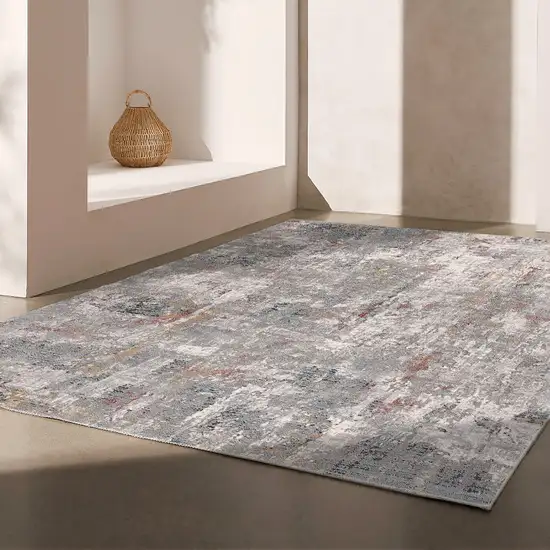 Gray and Ivory Abstract Area Rug Photo 8