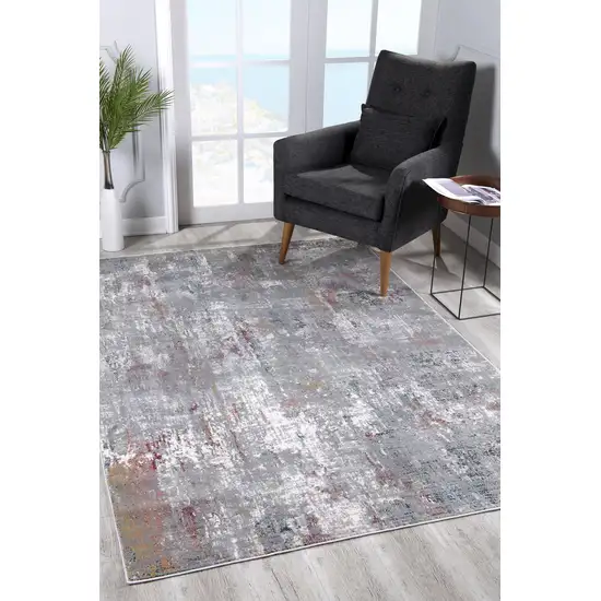 Gray and Ivory Abstract Area Rug Photo 4