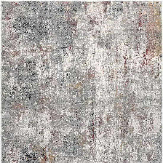 Gray And Ivory Abstract Area Rug Photo 3