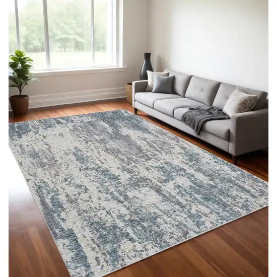 Gray and Ivory Abstract Area Rug Photo 1