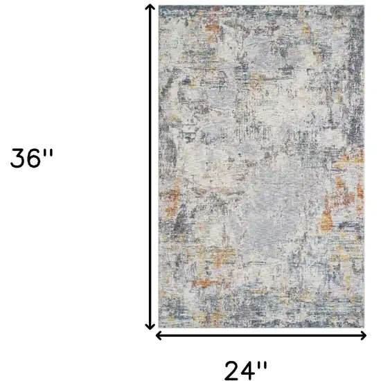 Gray and Ivory Abstract Area Rug Photo 3