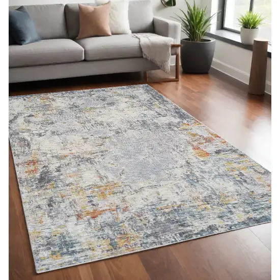 Gray and Ivory Abstract Area Rug Photo 1