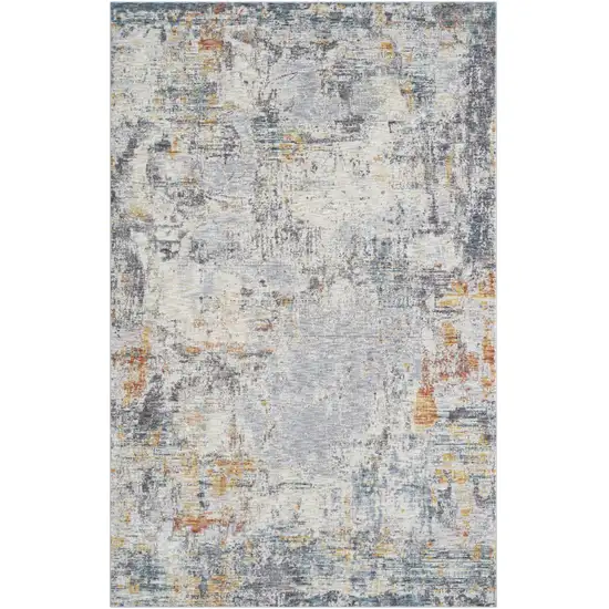 Gray and Ivory Abstract Area Rug Photo 2