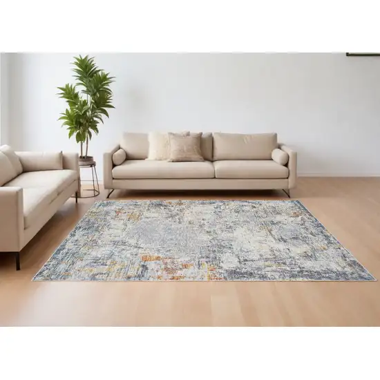 Gray and Ivory Abstract Area Rug Photo 1