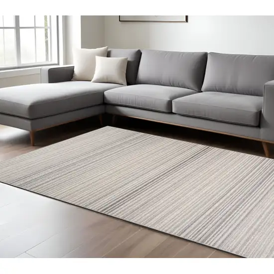 Gray and Ivory Abstract Area Rug Photo 1