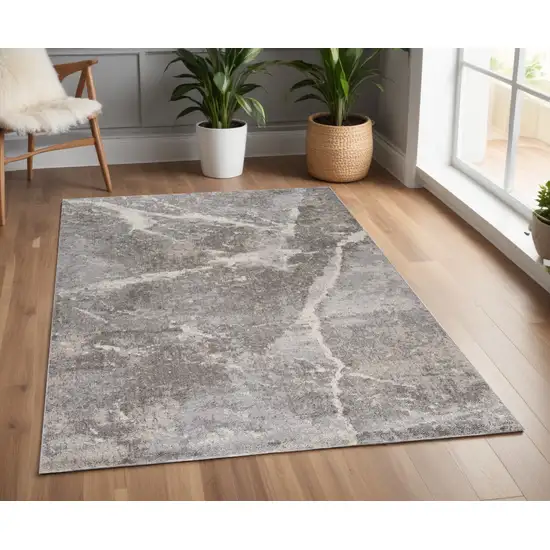 Gray and Ivory Abstract Area Rug Photo 1