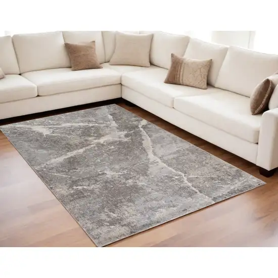 Gray and Ivory Abstract Area Rug Photo 1