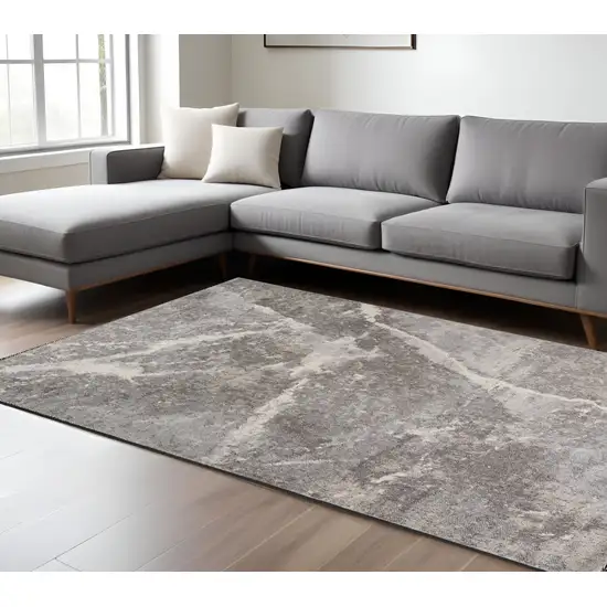 Gray and Ivory Abstract Area Rug Photo 1