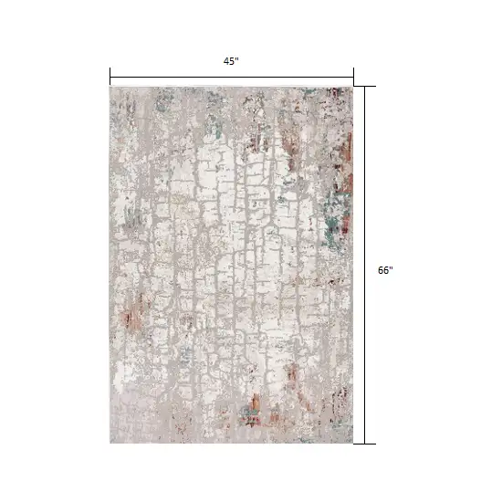 Gray and Ivory Abstract Branches Area Rug Photo 1