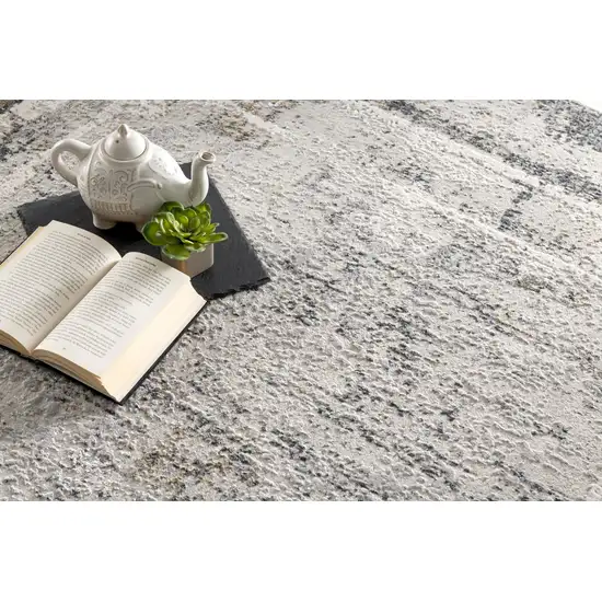 Gray and Ivory Abstract Distressed Area Rug Photo 7