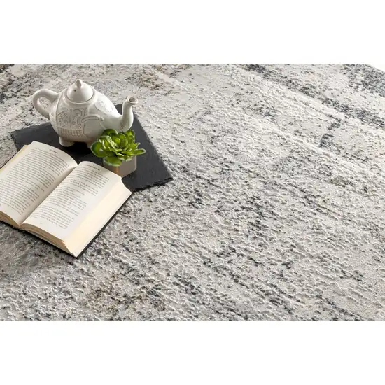 Gray and Ivory Abstract Distressed Area Rug Photo 3