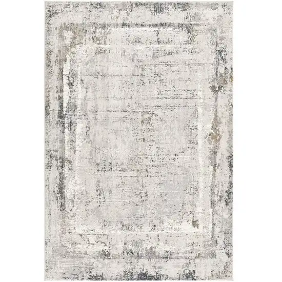 Gray and Ivory Abstract Power Loom Area Rug Photo 2