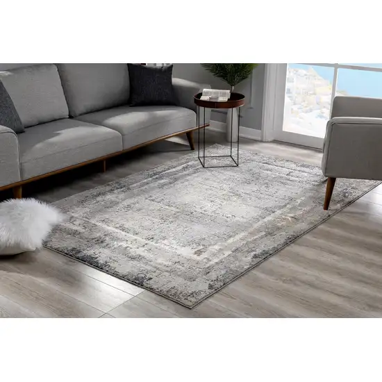 Gray and Ivory Abstract Distressed Area Rug Photo 6