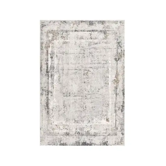 Gray and Ivory Abstract Power Loom Area Rug Photo 2